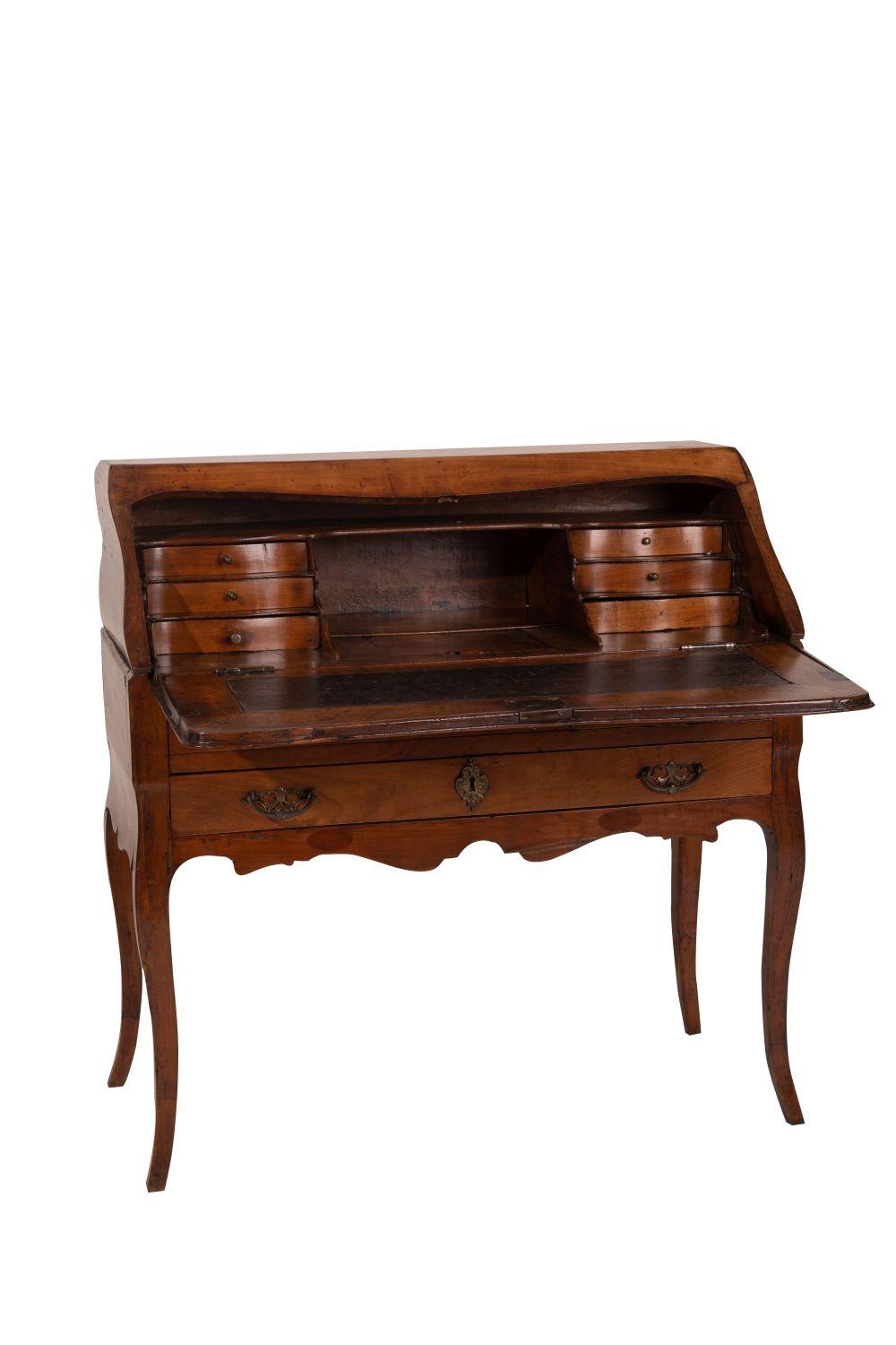 Appraisal: LOUIS XV CARVED WALNUT LADIES DESKthe hinged slant front opens