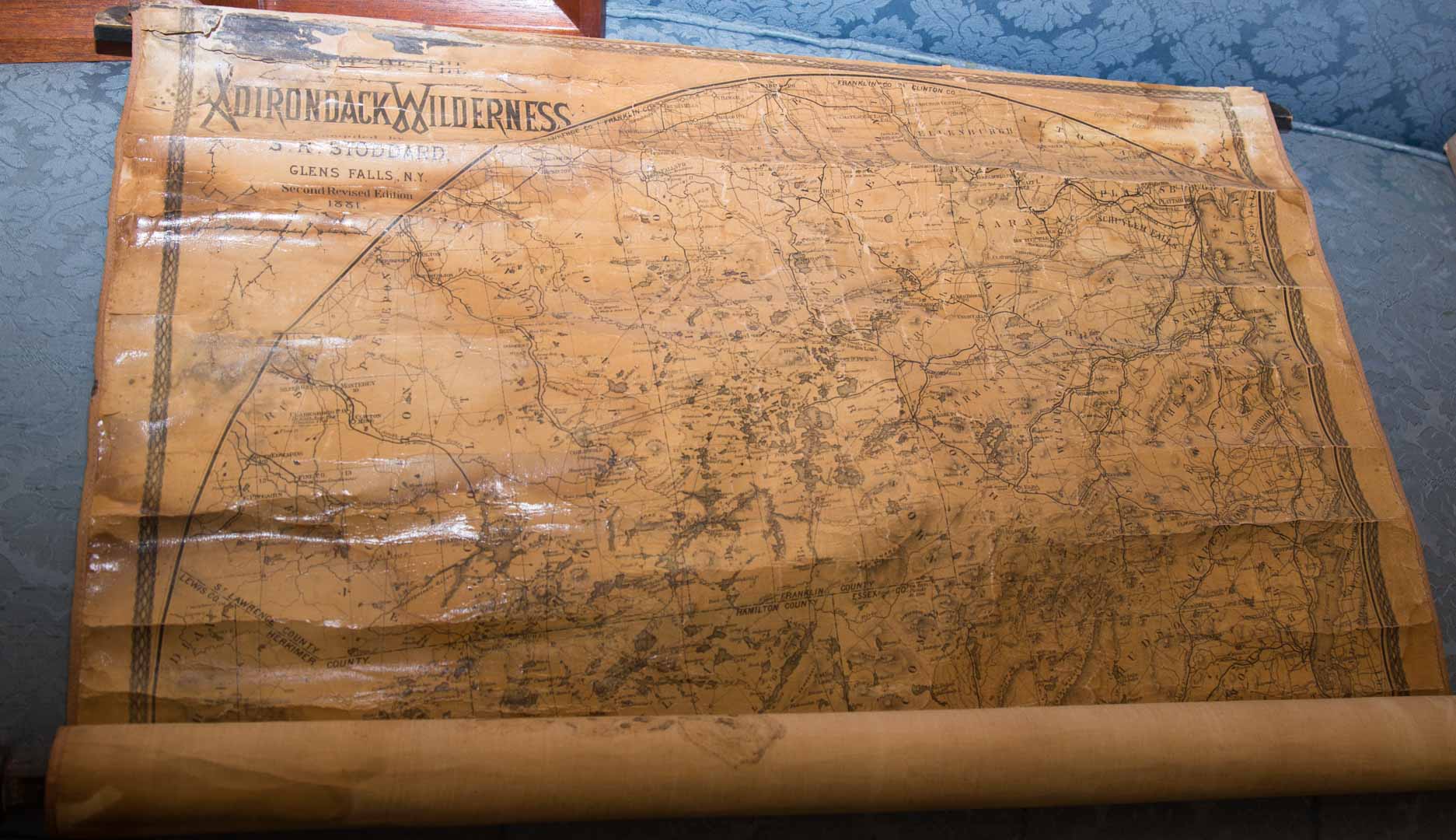 Appraisal: Cartography Rolled Map of The Adirondack Wilderness compiled by Stoddard