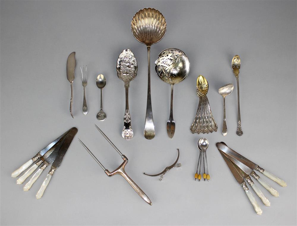 Appraisal: GROUP OF TWENTY-EIGHT VARIOUS SILVER AND SILVERPLATED FLATWARE PIECES including