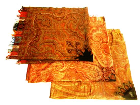 Appraisal: Three late th C machine-made Victorian paisley shawls including one