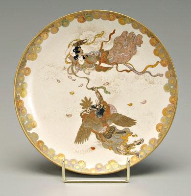 Appraisal: Satsuma plate aerial pursuit of a tenshi angel by a