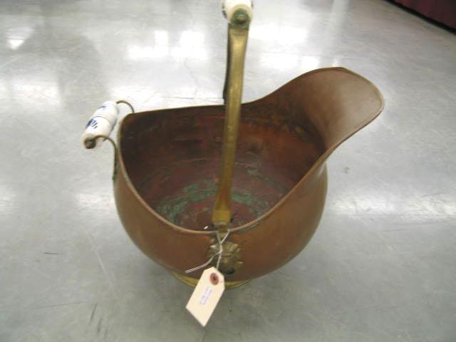 Appraisal: Brass Coal Bucket Delft handles