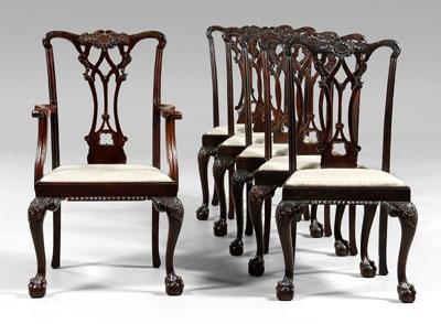 Appraisal: Set of six Chippendale style mahogany dining chairs each with