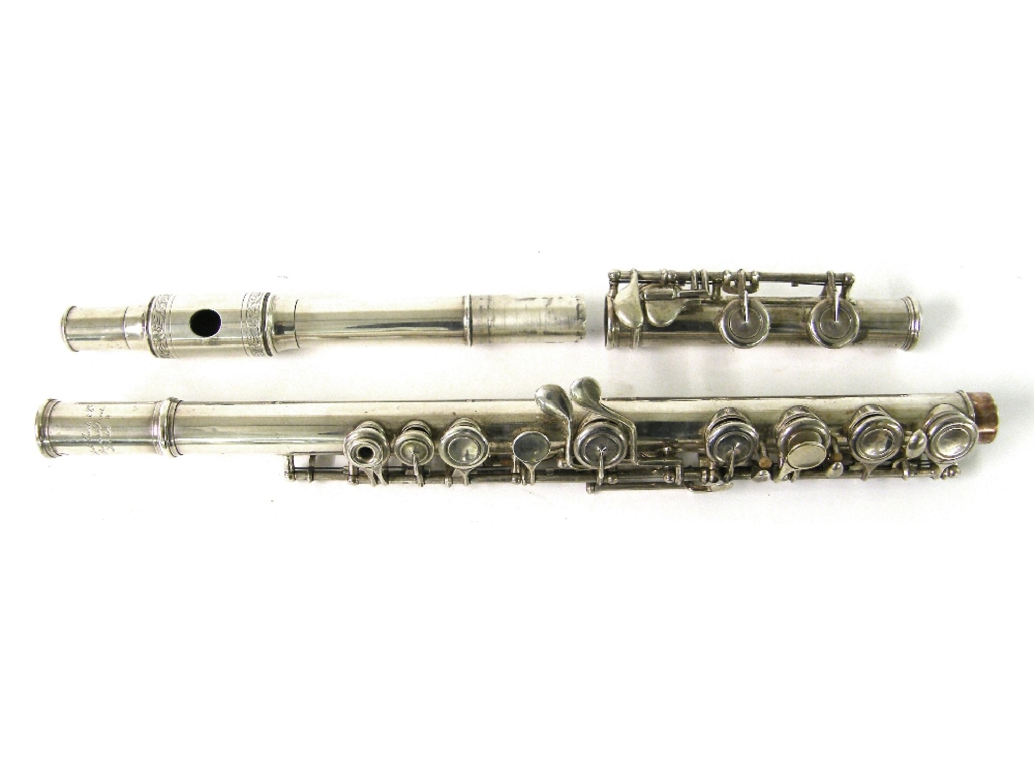 Appraisal: Metal flute by and stamped Rudall Carte Co Berners Street