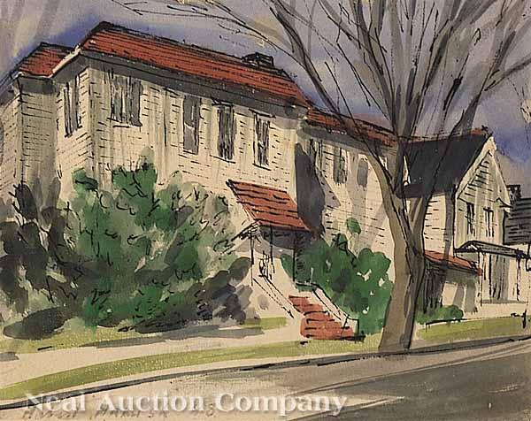 Appraisal: Herbert Hanush American New Orleans th c The Home watercolor