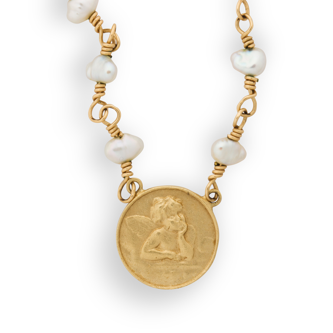 Appraisal: A CULTURED SEED PEARL AND FOURTEEN KARAT GOLD NECKLACE A