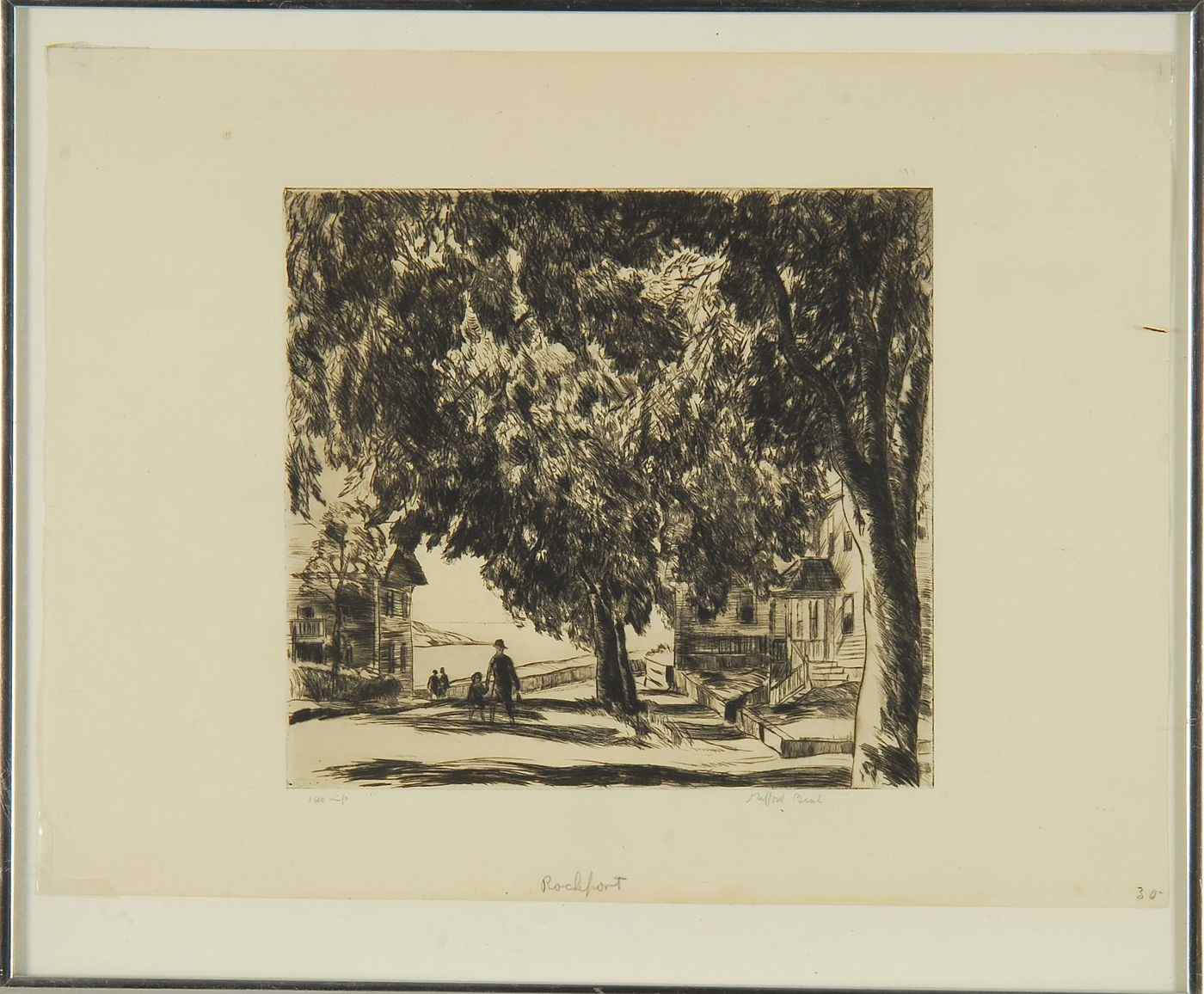 Appraisal: FRAMED ETCHING BY GIFFORD BEALRockport'' '' x '' sight ''