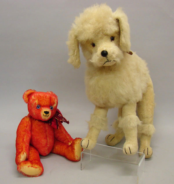 Appraisal: Pair of animals Red tipped mohair artist bear Possibly English