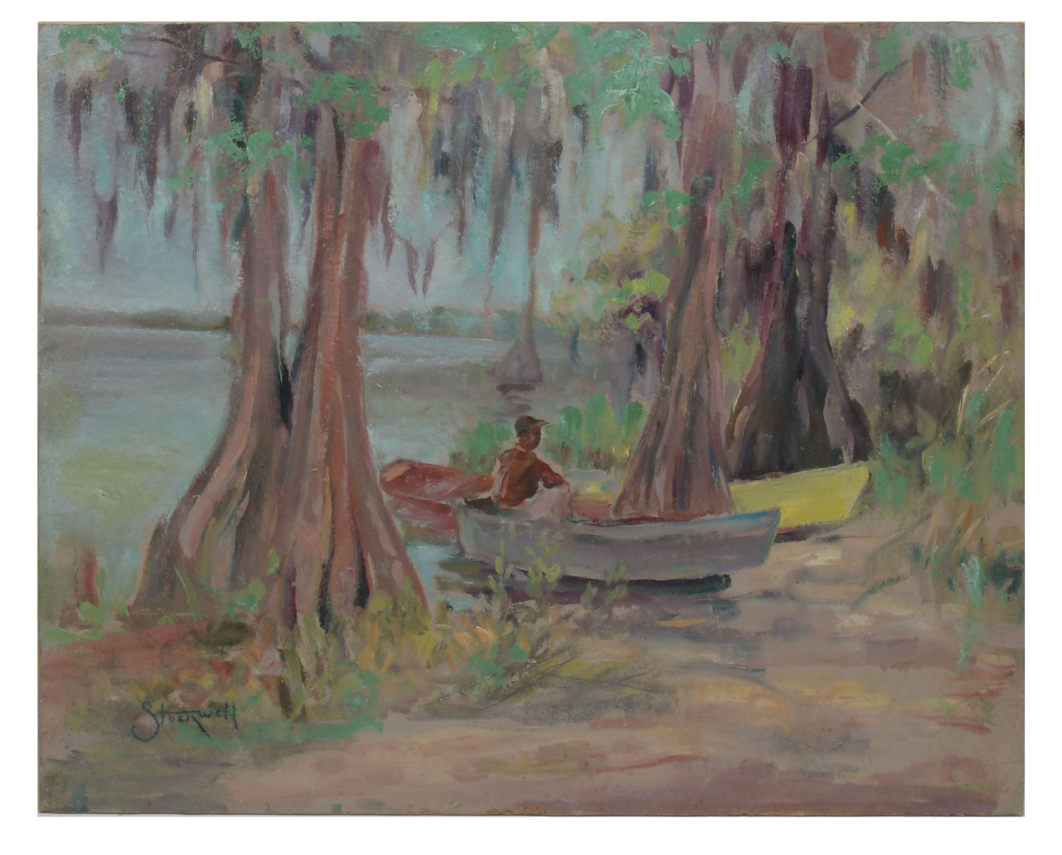 Appraisal: STOCKWELL Catherine Haynes American - Florida Shoreline with Cypress Boats