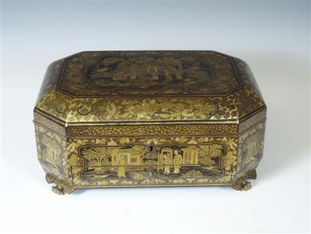 Appraisal: A th century Chinese export lacquer workbox the box of