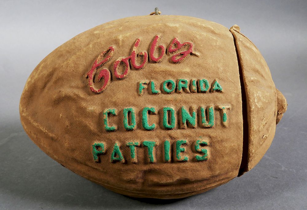 Appraisal: MIAMI Cobb's Coconut Patties Papier Mache Box Cobb made superb