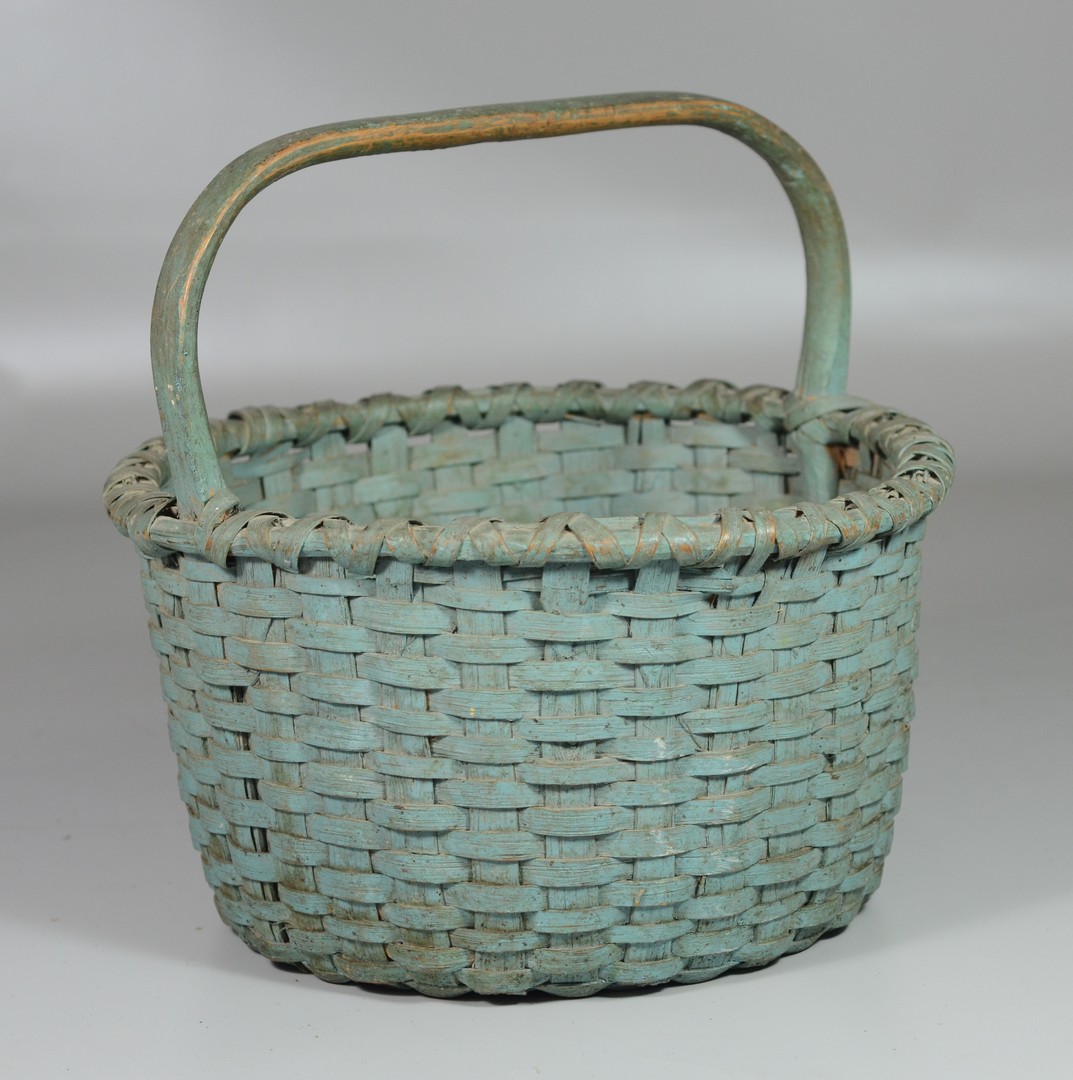 Appraisal: Blue Painted Splint Basket diameter h RCA LLC