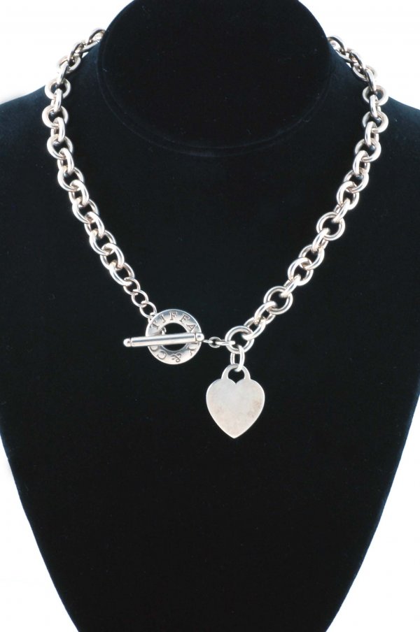 Appraisal: A Tiffany sterling silver Heart Tag toggle necklace Heart marked