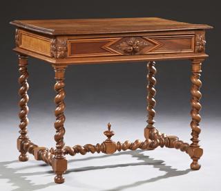 Appraisal: French Louis XIII Style Carved Walnut Writing Tabl French Louis