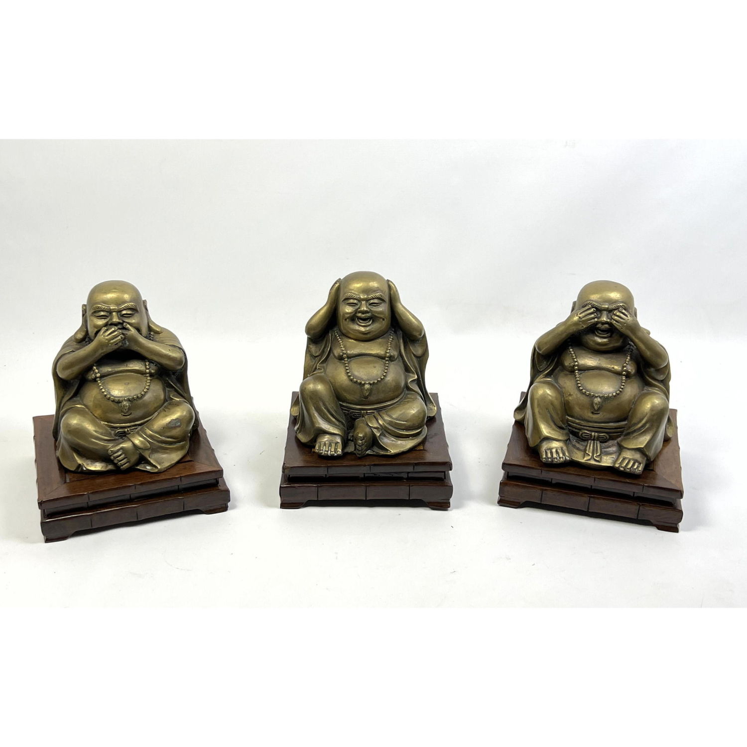 Appraisal: Set Brass Buddha Sculptures Hear no Evil See No Evil