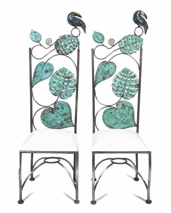 Appraisal: A Pair of Side Chairs Emilia Castillo having malachite and