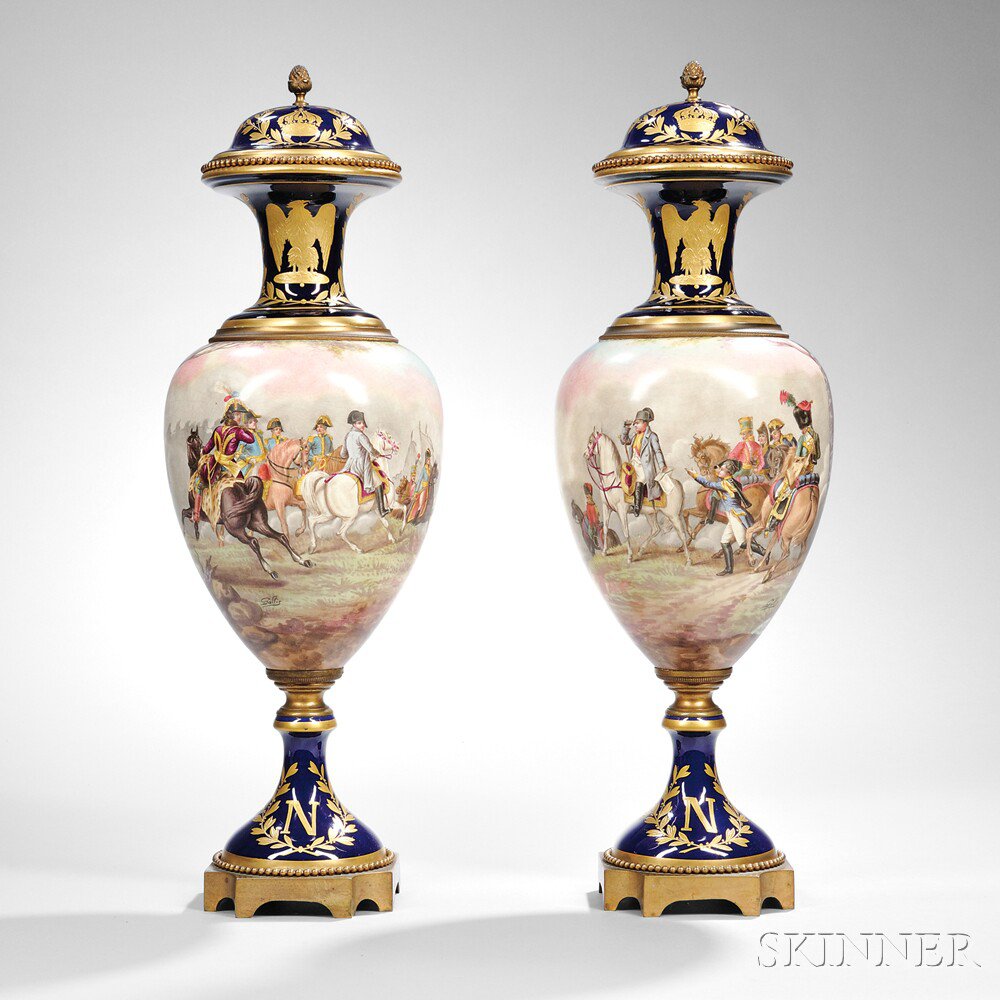 Appraisal: Pair of Sevres-style Porcelain Vases France late th early th