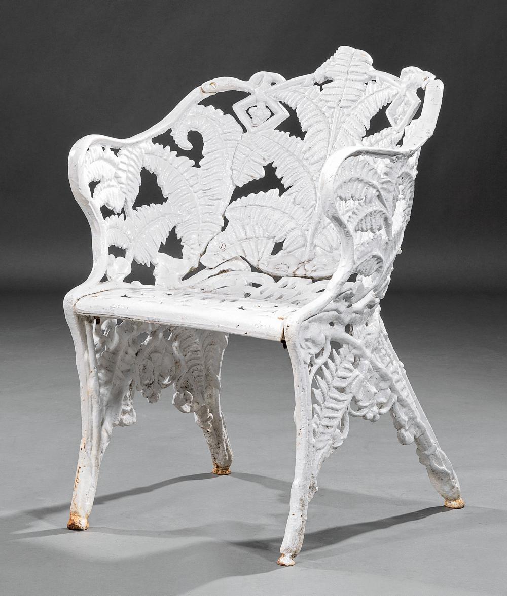 Appraisal: American Cast Iron Fern Pattern Garden Bench and Chair bench