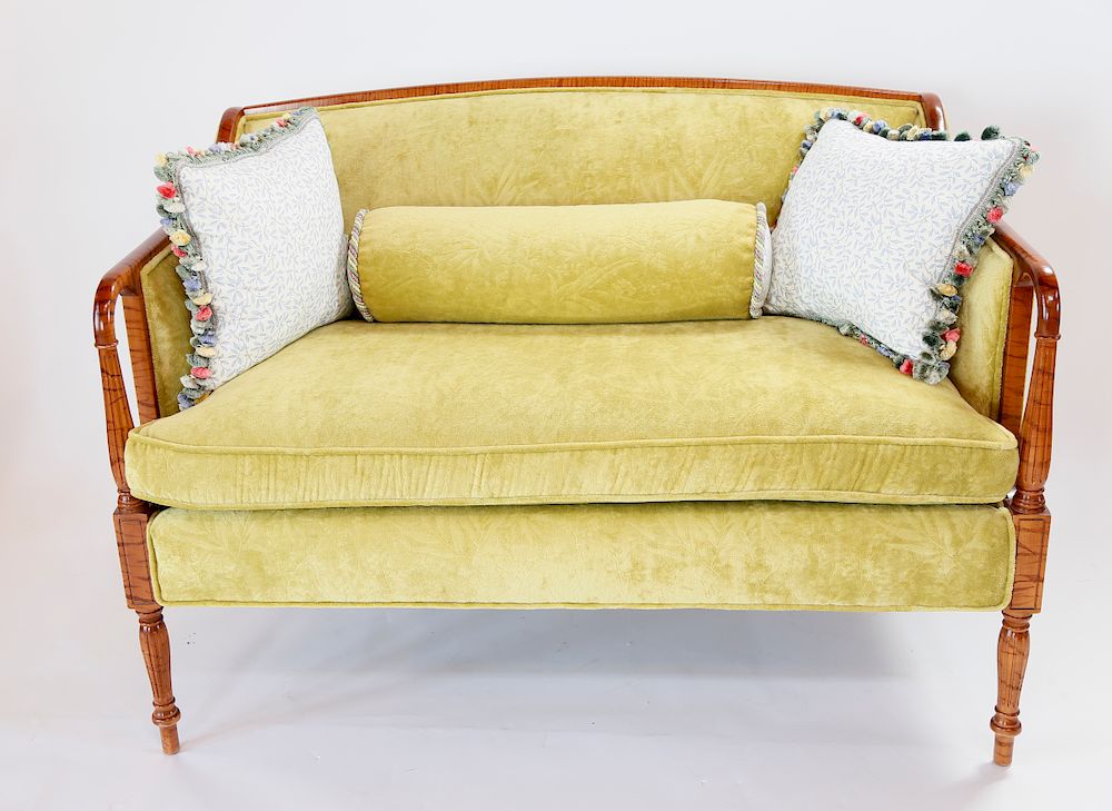 Appraisal: Federal Style Faux Tiger Maple Settee Exclusive on Bidsquare Federal