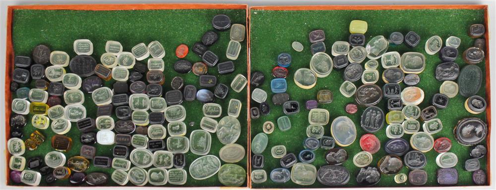 Appraisal: LARGE LOT OF GLASS CAMEO GEMS IN THE MANNER OF