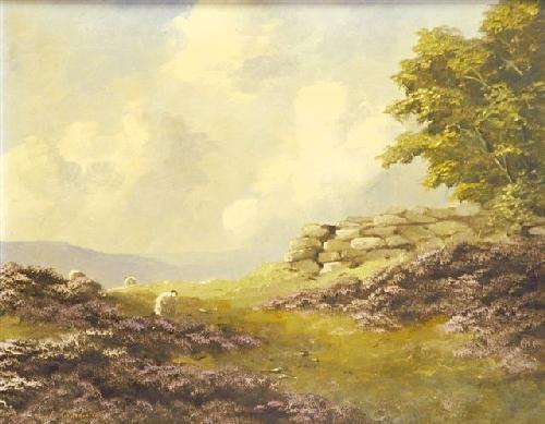 Appraisal: LEWIS CREIGHTON th CENTURY SHEEP ON A HEATHER-CLAD MOOR signed