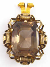 Appraisal: A large antique ct gold smoky quartz pendant the stone