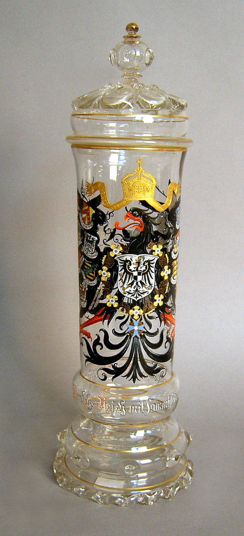 Appraisal: German enamel decorated glass pokal h