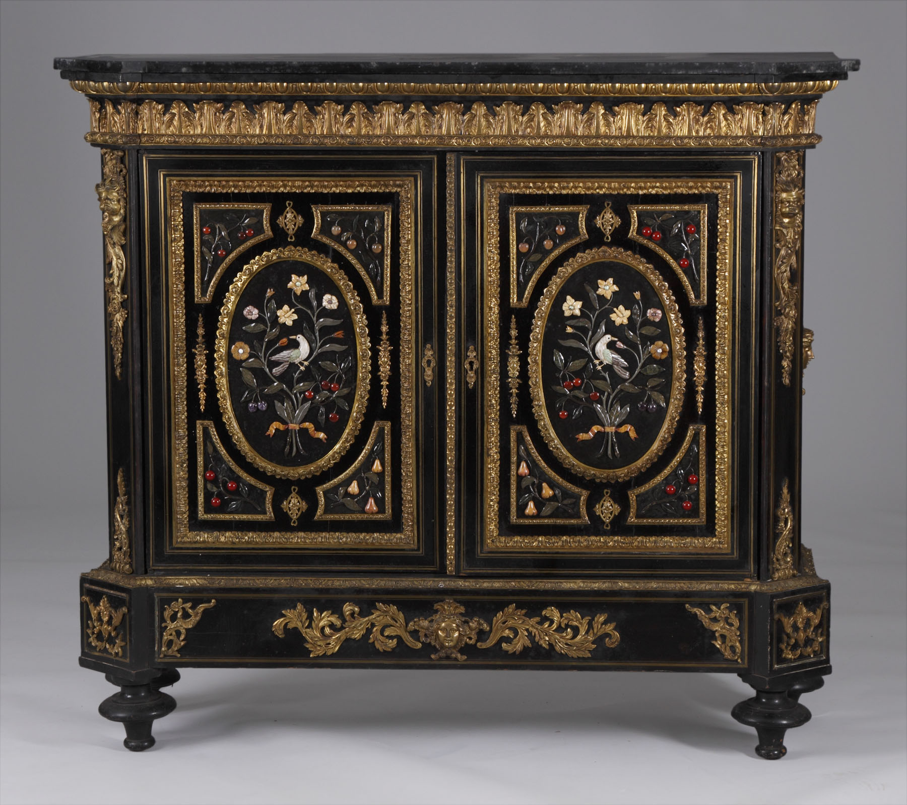 Appraisal: Ebonized Mahogany Italian Side Cabinet w Gilt Bronze Mounts Applied