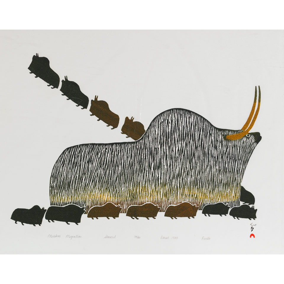 Appraisal: PUDLO PUDLAT - E - Cape Dorset MUSKOX MIGRATION stonecut