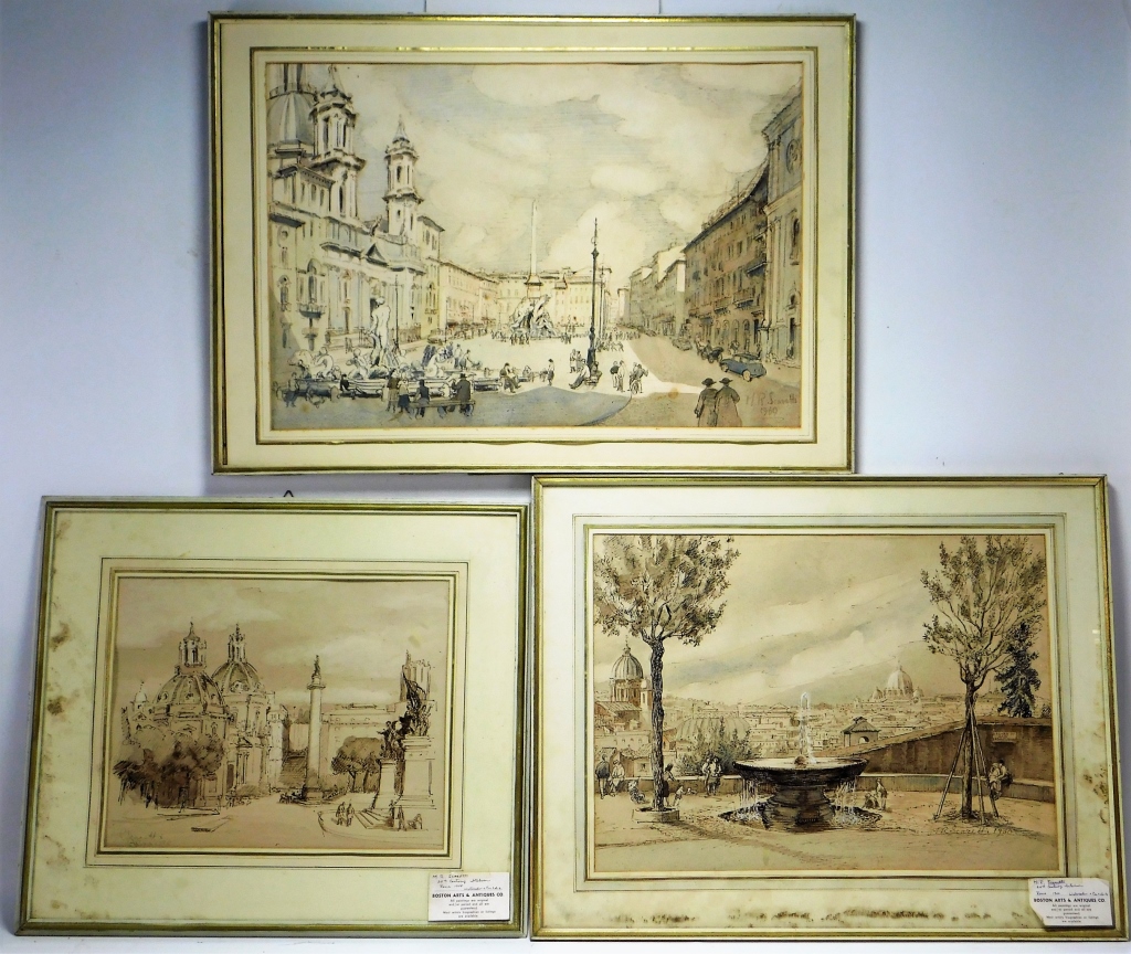 Appraisal: PC M R SCARETTI ITALIAN LANDSCAPE WC PAINTINGS Italy th