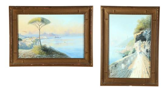 Appraisal: PAIR OF COASTAL LANDSCAPES BY GIOVANNI BATTISTA - Both watercolor