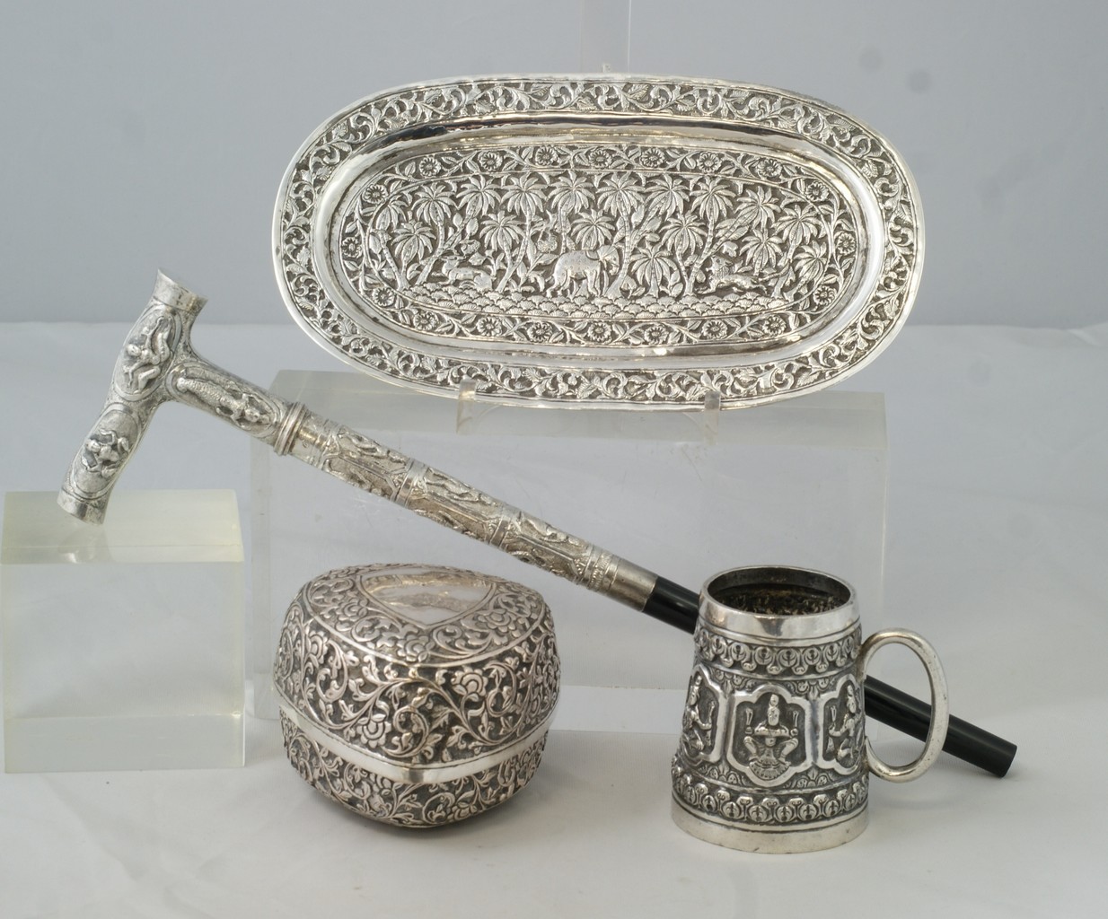 Appraisal: pcs of Indian Silver to include a baby cup marked