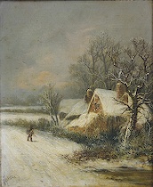 Appraisal: P Stone Continental circa late th Century Charming winter scene