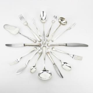 Appraisal: Seventy-Seven Piece Franz Bahner German Silver Flatware Set Includes dinner