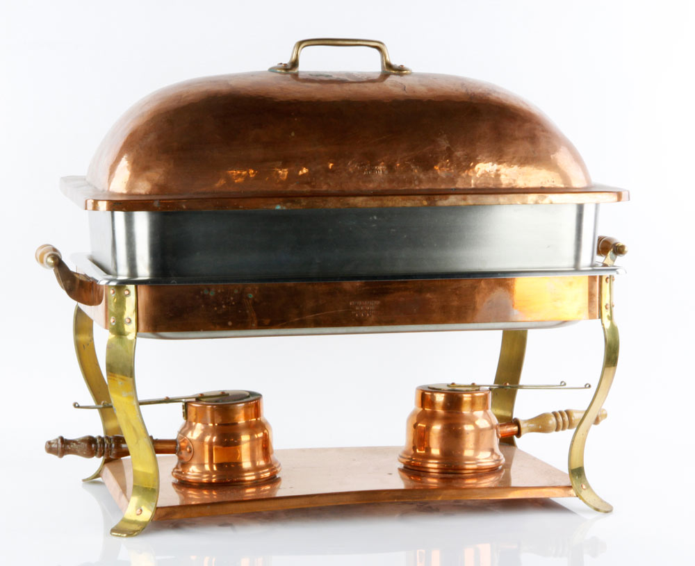 Appraisal: - Bazar Francais Copper Food Warmer Food warmer marked Bazar