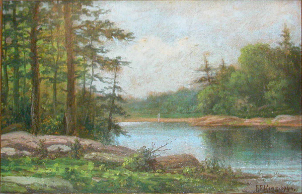 Appraisal: Forest and River Landscape King A F American - oil