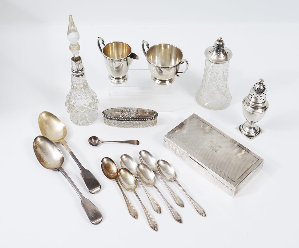 Appraisal: PIECE ENGLISH STERLING SILVER ITEMS Estate collection of total pieces