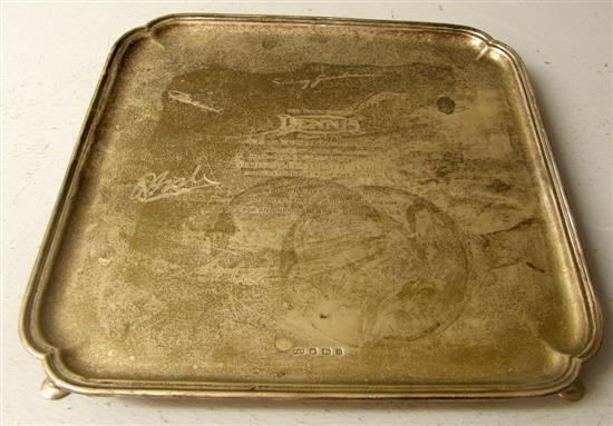 Appraisal: George VI silver salver with raised border on four hoof