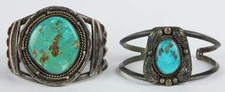 Appraisal: Lot of Native American turquoise and silver bracelets Lot of