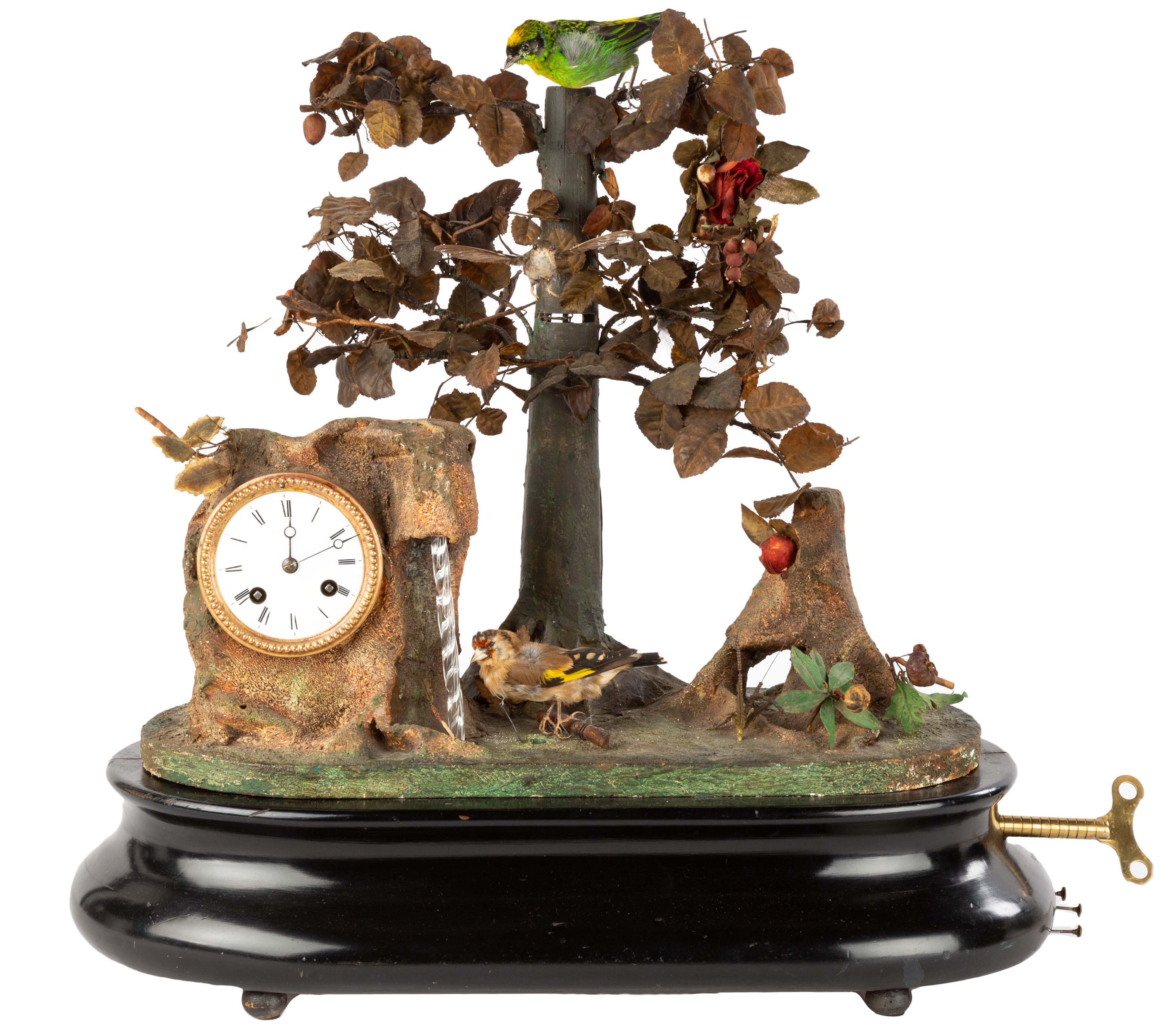 Appraisal: FRENCH CLOCK WITH AUTOMATON Late th century Musical with birds