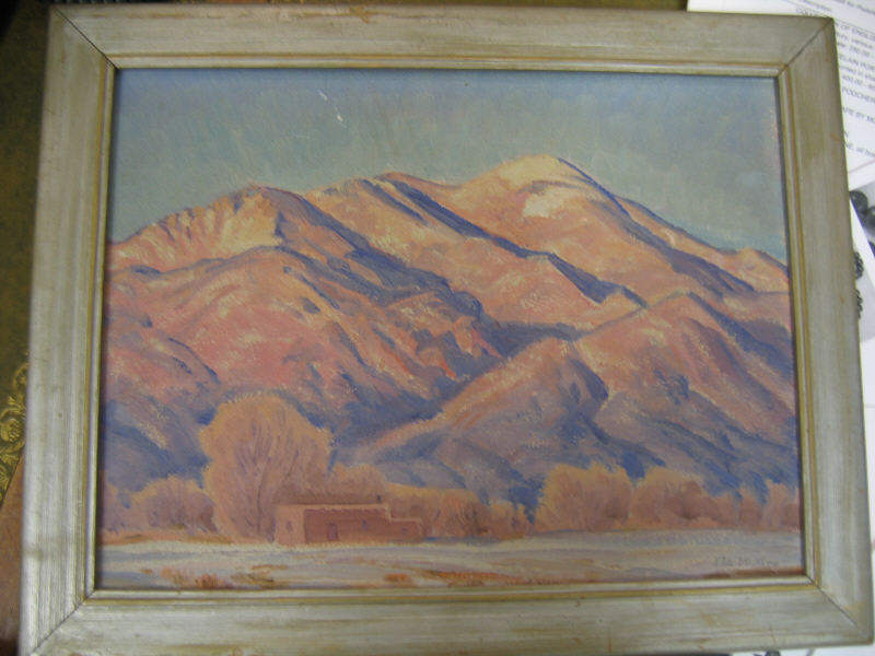 Appraisal: ILA MAE MCAFEE AMERICAN - Southwestern mountain landscape with adobe