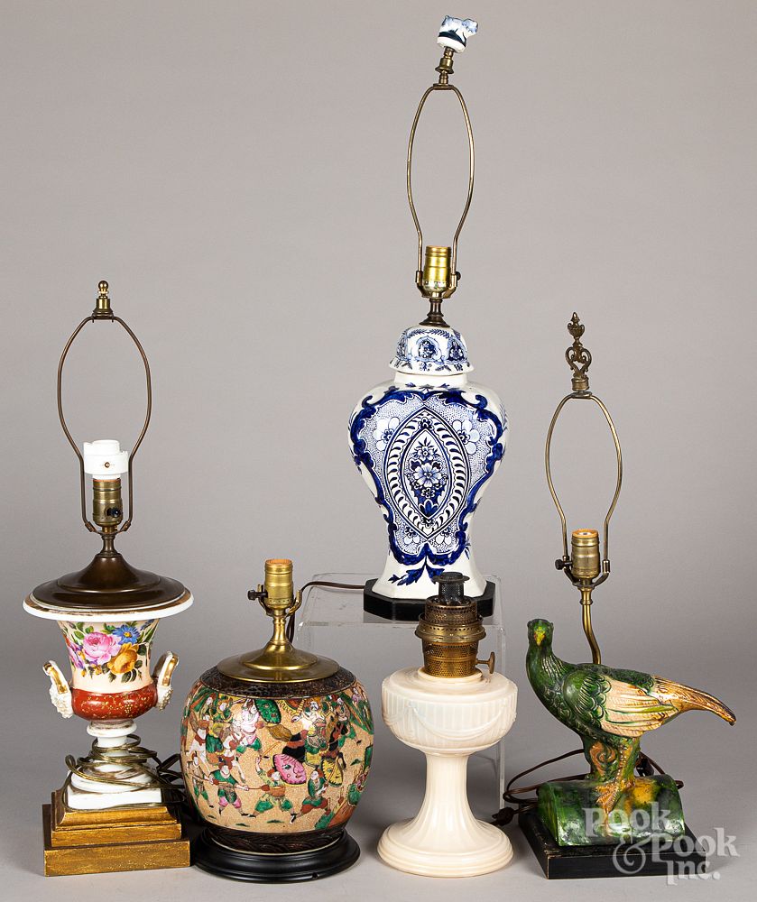 Appraisal: Five assorted table lamps Five assorted table lamps to include