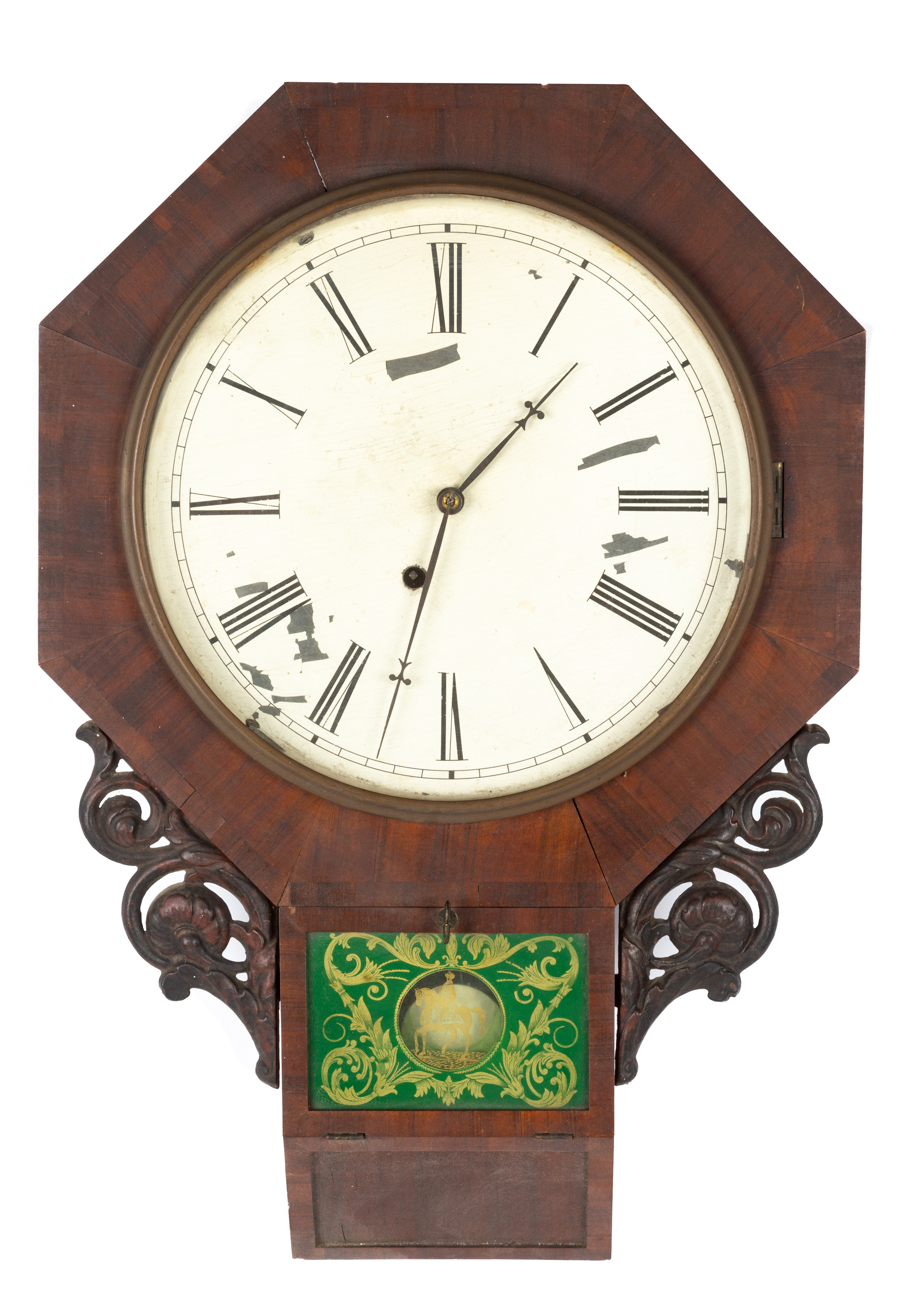 Appraisal: DANIEL PRATT SONS WALL CLOCK th century Mahogany case with