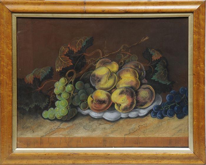 Appraisal: AMERICAN SCHOOL STILL LIFE WITH PEACHES AND GRAPES Pastel on