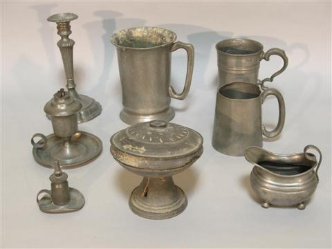 Appraisal: COLLECTION OF ANTIQUE PEWTER ITEMS Various dates and makers comprising