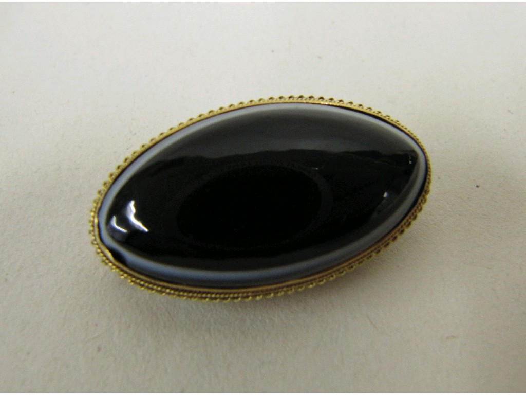 Appraisal: Victorian banded agate remembrance brooch with unmarked gold mount