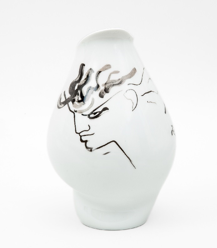 Appraisal: JEAN COCTEAU FOR RESENTHAL VASE Transfer-printed porcelain signed 'Jean Cocteau'