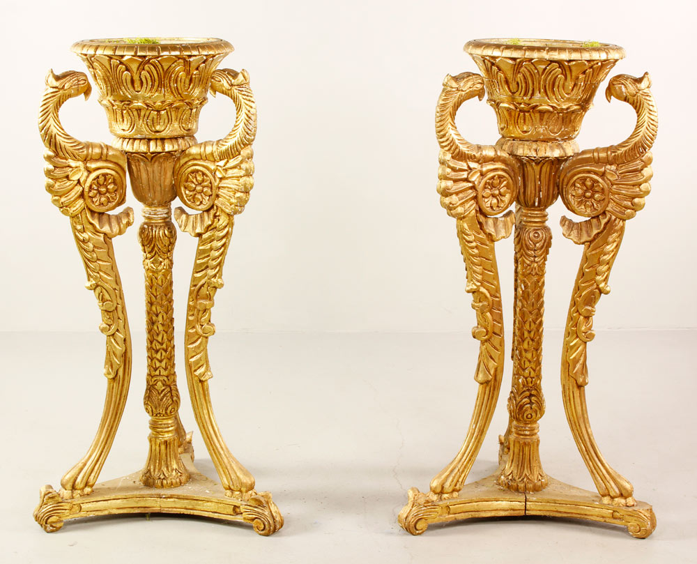 Appraisal: - Pr Gilt Wood Planters Pair of carved planters gilt