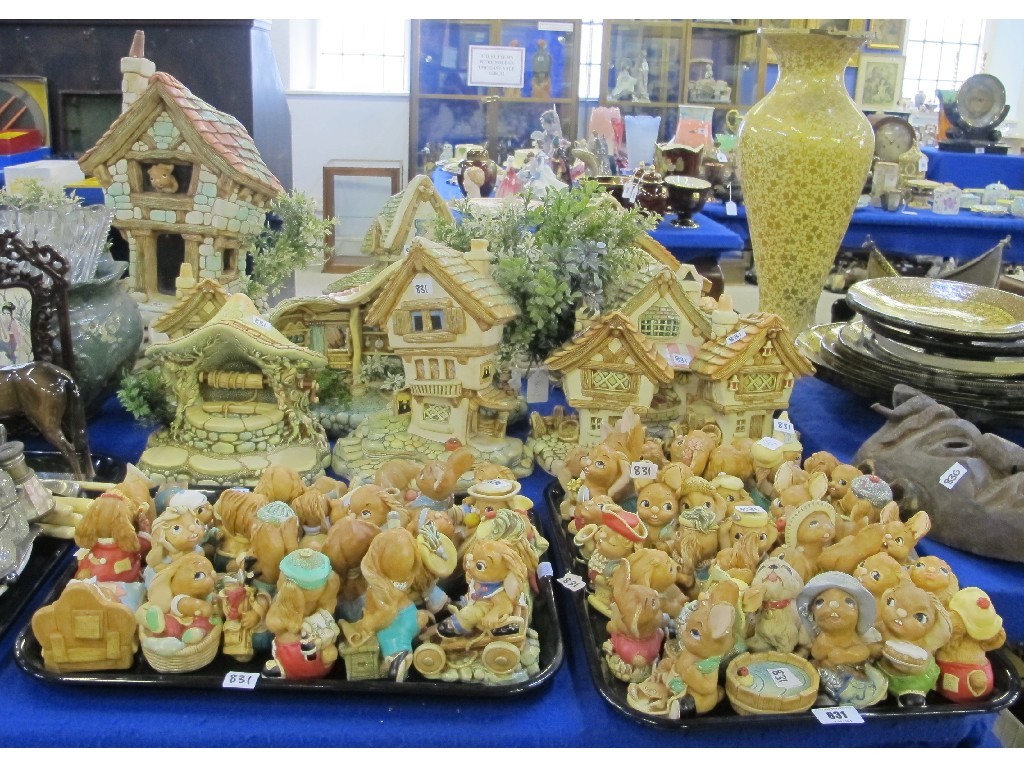 Appraisal: Collection of Pendelfin rabbit figures houses and buildings to include