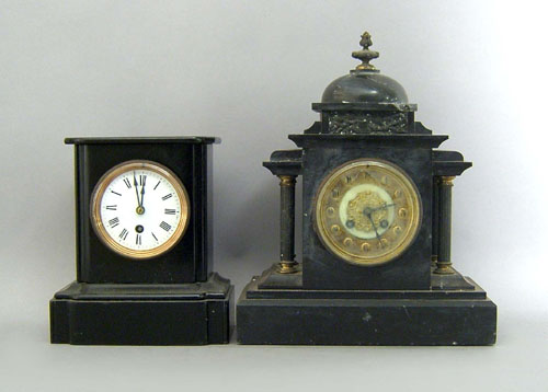 Appraisal: Two slate mantle clocks late th c h h